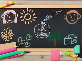 Back to School Chalkboard with chalk creativity AI Generative photo