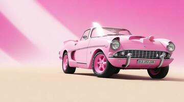 Classic car pink wallpaper AI Generative photo