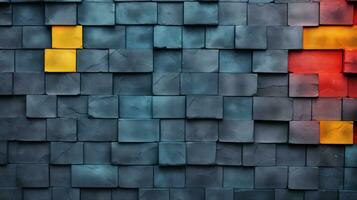 3d render of a background made of black and yellow leather squares Generative AI photo