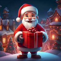 Santa claus with present gift box - Generated image photo