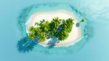 Tropical island with palm trees and sand. 3d render Generative AI photo