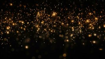 Abstract gold bokeh background. Glittering lights on black background Generative AI photo