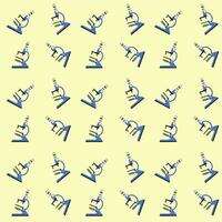 Seamless pattern with cartoon microscope. Macro magnification tools for experiment vector