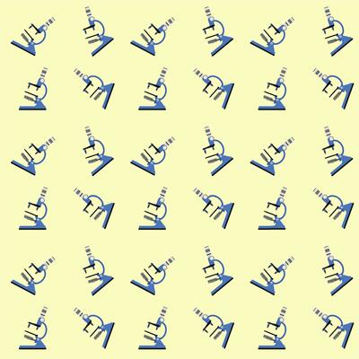 Seamless pattern with cartoon microscope. Macro magnification tools for experiment