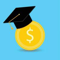 Financial investments in training. Vector graduation university, invest in bachelor, scholarship financial illustration