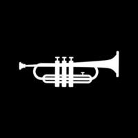 Trumpet silhouette vector icon isolated on black background