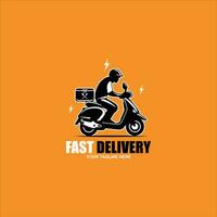 scooter logo with speed and delivery motorcycle icon vector