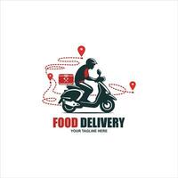 Delivery man motorbike logo icon. Scooter bike vector icon express free delivery