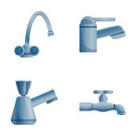 Faucet icons set cartoon vector. Various water faucet and mixer tap vector