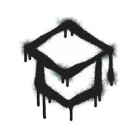 Spray Painted Graffiti Graduation hat Spray icon isolated on white background. graffiti graduation cap symbol with overspray in black on white. Vector