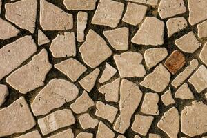 a close up of a stone wall with cracks photo