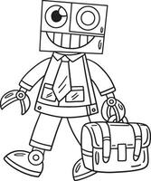 Robot in a Suit and Briefcase Isolated Coloring vector