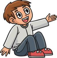 Happy Christian Boy Cartoon Colored Clipart vector