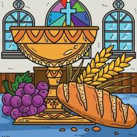 Christian Chalice and Bread of Life Colored vector