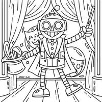 Robot Magician Coloring Page for Kids vector