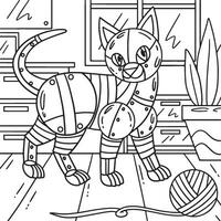 robot gato colorante página para niños vector