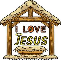 Christian I Love Jesus Cartoon Colored Clipart vector