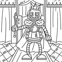 Robot with a Crown and Scepter Coloring Page vector