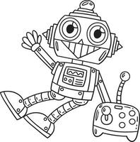 Robot and Remote Control Isolated Coloring Page vector