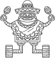 Robot with Poncho and Maracas Isolated Coloring vector