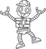 Robot with a Hat Isolated Coloring Page for Kids vector