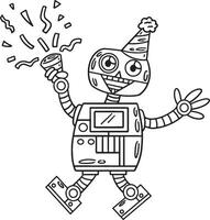 Robot with a Party Hat and Confetti Isolated vector