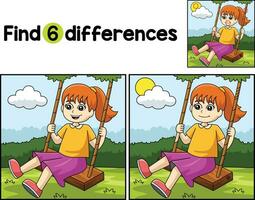 Girl On A Swing Find The Differences vector