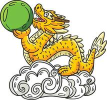 Year of the Dragon with Jade Orb Cartoon Clipart vector