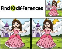 Princess In front of Castle Find The Differences vector