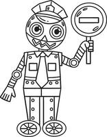Security Guard Robot Isolated Coloring Page vector