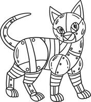 Robot Cat Isolated Coloring Page for Kids vector