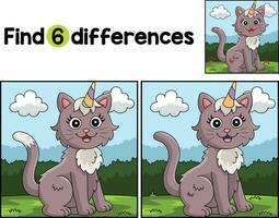 Cat Unicorn Find The Differences vector