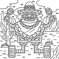 Robot with Poncho and Maracas Coloring Page vector