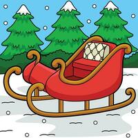 Sleigh Vehicle Colored Cartoon Illustration vector