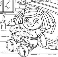 Plush Soccer Player Coloring Page for Kids vector