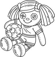 Plush Soccer Player Isolated Coloring Page vector