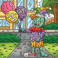 Zombie Clown with Balloons Colored Cartoon vector