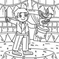 Circus Magician with a Hat and Dove Coloring Page vector
