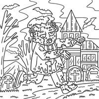 Zombie Frankenstein Coloring Pages for Kids vector