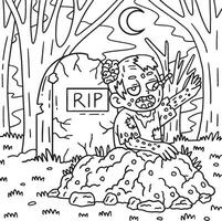 Zombie Rising from the Grave Coloring Pages vector