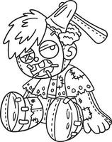 Zombie Plushie Isolated Coloring Page for Kids vector