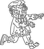 Zombie Frankenstein Isolated Coloring Page vector
