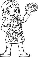 Child with a Zombie Stuffed Toy Isolated Coloring vector