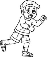 Boy Running Isolated Coloring Page for Kids vector