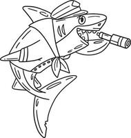 Shark n Marine Outfit Isolated Coloring Page vector