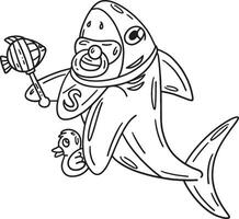 Baby Shark Isolated Coloring Page for Kids vector