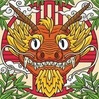 Year of the Dragon Dragon Head Colored Cartoon vector