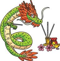 Year of the Dragon Lighting Incense Clipart vector