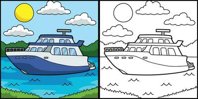 Yacht Vehicle Coloring Page Colored Illustration vector