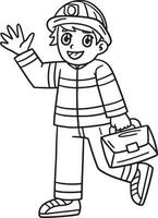 Firefighter with a Handbag Isolated Coloring vector